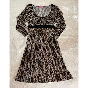 Empire Waist VTG Chic Retro Geometric Polka Dot‎ Pattern Sz L Boho Glam A-line